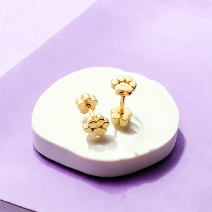 Paw Prints Tiny Stud Earrings