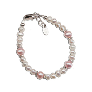 Sterling Silver Pink Freshwater Pearl Baby Bracelet for Babies and Little Girls