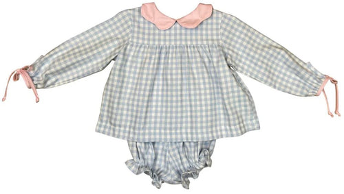 Anna Bloomer Set, Blue Flannel Check