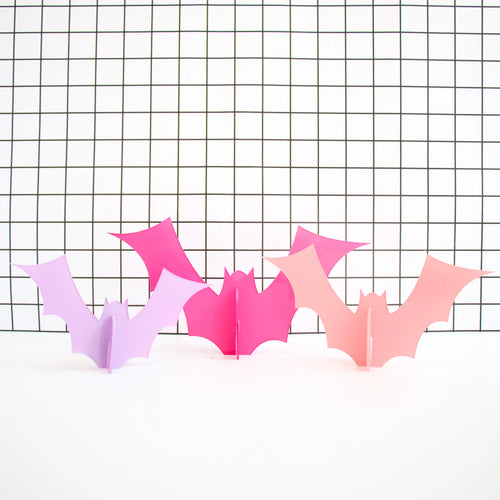 Pink Set Opaque Acrylic Bat Decorations