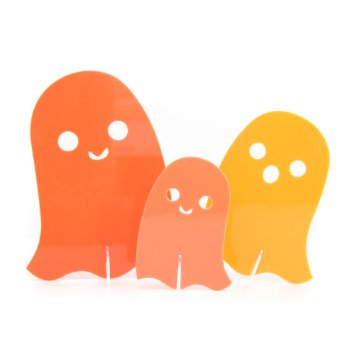 Orange Set Opaque Acrylic Ghost Decorations