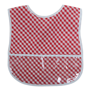 RED CHECK WIPEABLE BIB