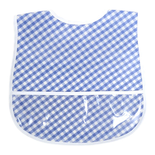 ROYAL BLUE CHECK WIPEABLE BIB