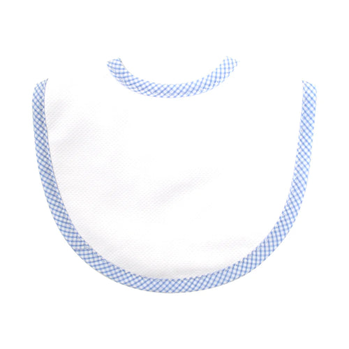 Small Blue Check Pique Medium Bib