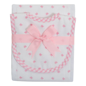 Pink Bow Drooler Bib & Burp Set