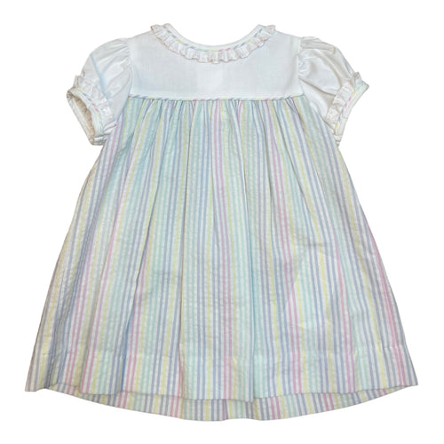 Pastel Stripe Lace Trim Dress