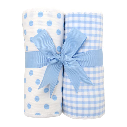 Blue Fish School Set of Two Fabric Burps