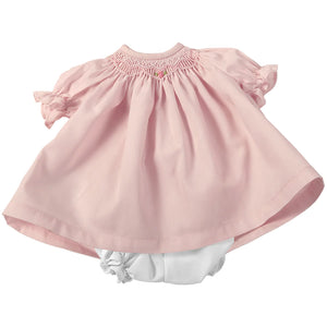Pink Roselle Smocked Doll Dress