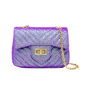 Classic Glitter Wave Handbag, Purple