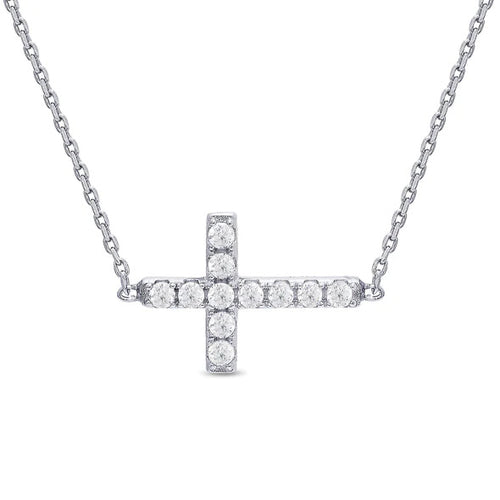 CZ Cross Necklace in Sterling silver