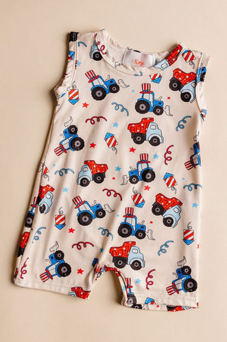4th of July Tractor Shorty One-Piece