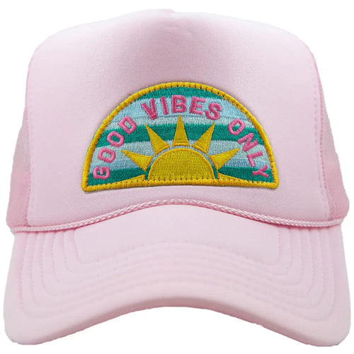 Good Vibes Only Patch Foam Trucker Hat pink