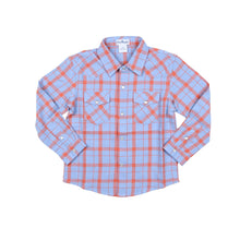 Red and Blue Plaid Flannel Pearl Snap Long Sleeve Shirt