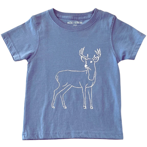 Short-Sleeve Denim Blue Deer T-Shirt