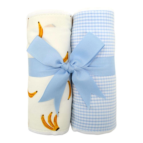 Blue Monkey Set of Two Fabric Burps