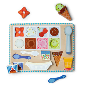 Wooden Magnetic Ice Cream Puzzle & Play Set - 16 Pieces