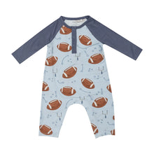 RAGLAN ROMPER  FOOTBALLS BLUE