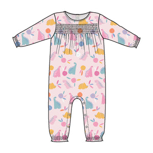 Floral Dinos - Smocked Romper