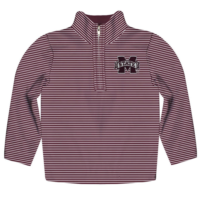 Mississippi State Embroidered Stripes Quarter Zip Pullover