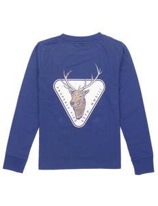 Elk Badge LS T-Shirt River Blue