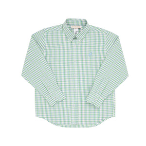 Dean's List Dress Shirt Kiawah Kelly Green & Barrington Blue Chandler Check With Barrington Blue Stork