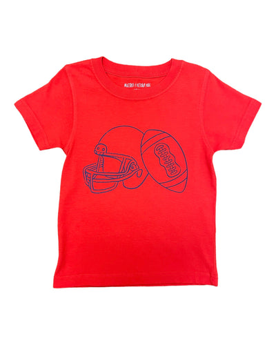 Red/Navy Football+Helmet T-Shirt