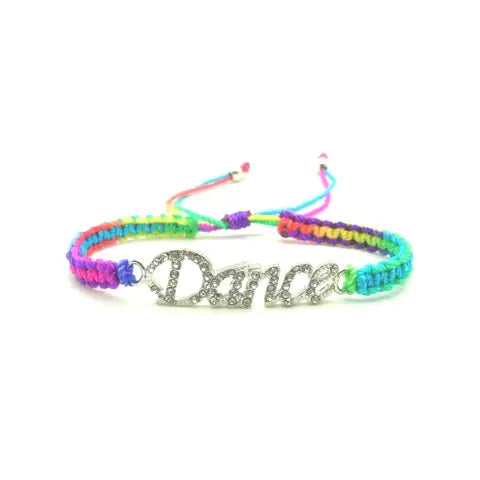 Dance Rhinestone Adjustable Woven Tie-Dye Bracelets