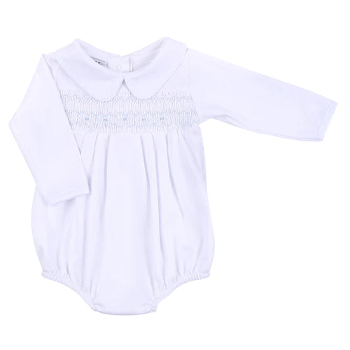 ALICE ANDREW BLUE SMOCKED COLLARED BUBBLE