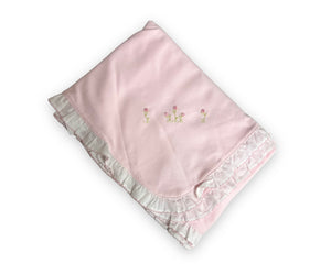 Pink Rose Blanket w/ Ruffle Trim