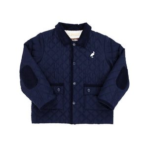 Caldwell Quilted Coat Nantucket Navy With Palmetto Pearl Stork
