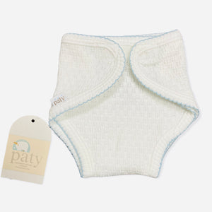 Paty White Diaper Cover with Blue Trim