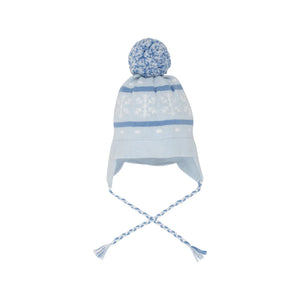 Parrish Pom Pom Hat Buckhead Blue Knit With Barbados Blue & Snowflakes