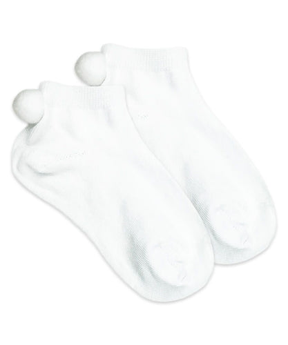 2208 Pom Pom Ankle Sock, White/white