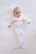 Sweetly Smocked Greeting Gown (Boy) Worth Avenue White With Richmond Red