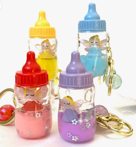 Baby Bottle Angel Key Charm