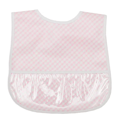 PINK CHECK WIPEABLE BIB