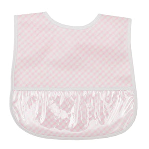 PINK CHECK WIPEABLE BIB