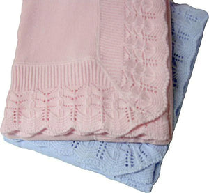 Pink Cotton Jersey Baby Blanket w/ Scallop Border