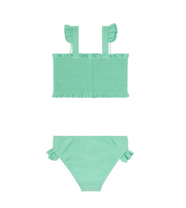 girls abaco green smocked bikini