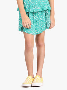 Ruffle Mini Skirt Green