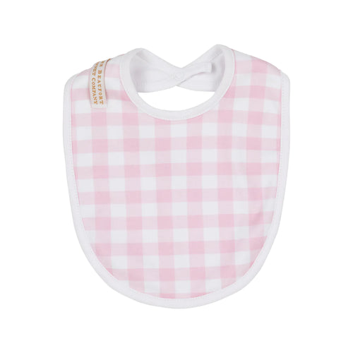 Burp Me Bib Palm Beach Pink Gingham With Worth Avenue White