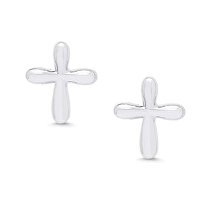 Cross Stud Earrings in Sterling Silver