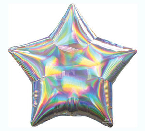 19"SOL IRIDESCENT SILVER STAR HOLOGRAPHI