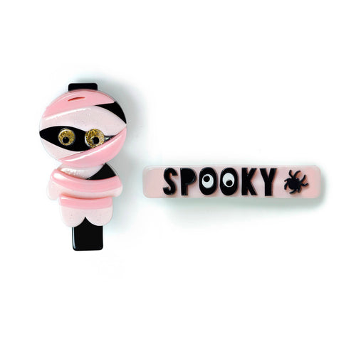 Spooky Mummy Alligator Clips, Pink