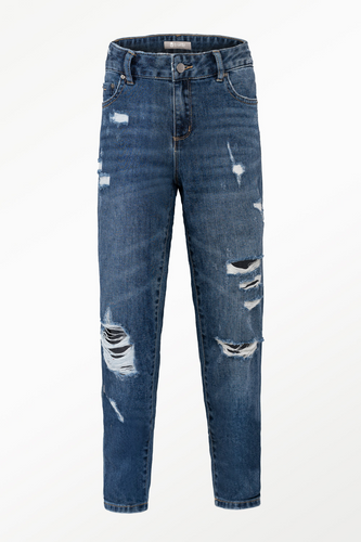 HIGH RISE DESTRUCTED WEEKENDER JEANS