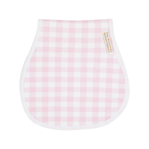 Oopsie Daisy Burp Cloth Palm Beach Pink Gingham With Worth Avenue White