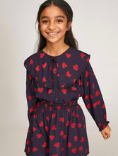 Heart Print blouse with Peter Pan collar