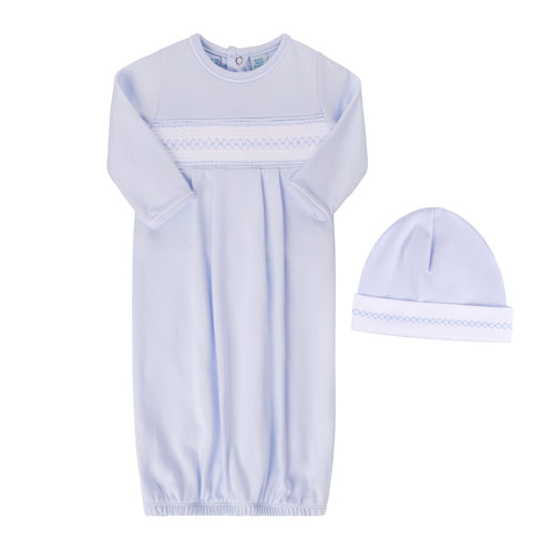 Baby Boy Blue Smocked Argyle Gown w/ hat