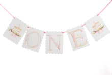 Pink "ONE" Highchair Banner with Cake End Pieces