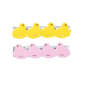 Multi Pink/Yellow Chick Alligator Clips